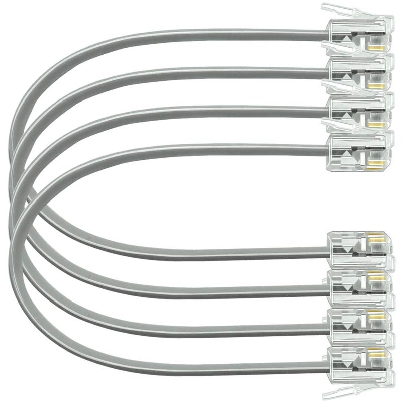 NECABLES 4Pack 6 Inch Short Telephone Cord Phone Cable Wall Phone Cord for Landline RJ11 6P4C Male to Male - Image 1